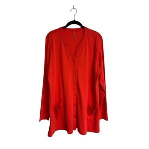 Isaac Mizrahi Coral Button Down‎ Cardigan Woman Size L